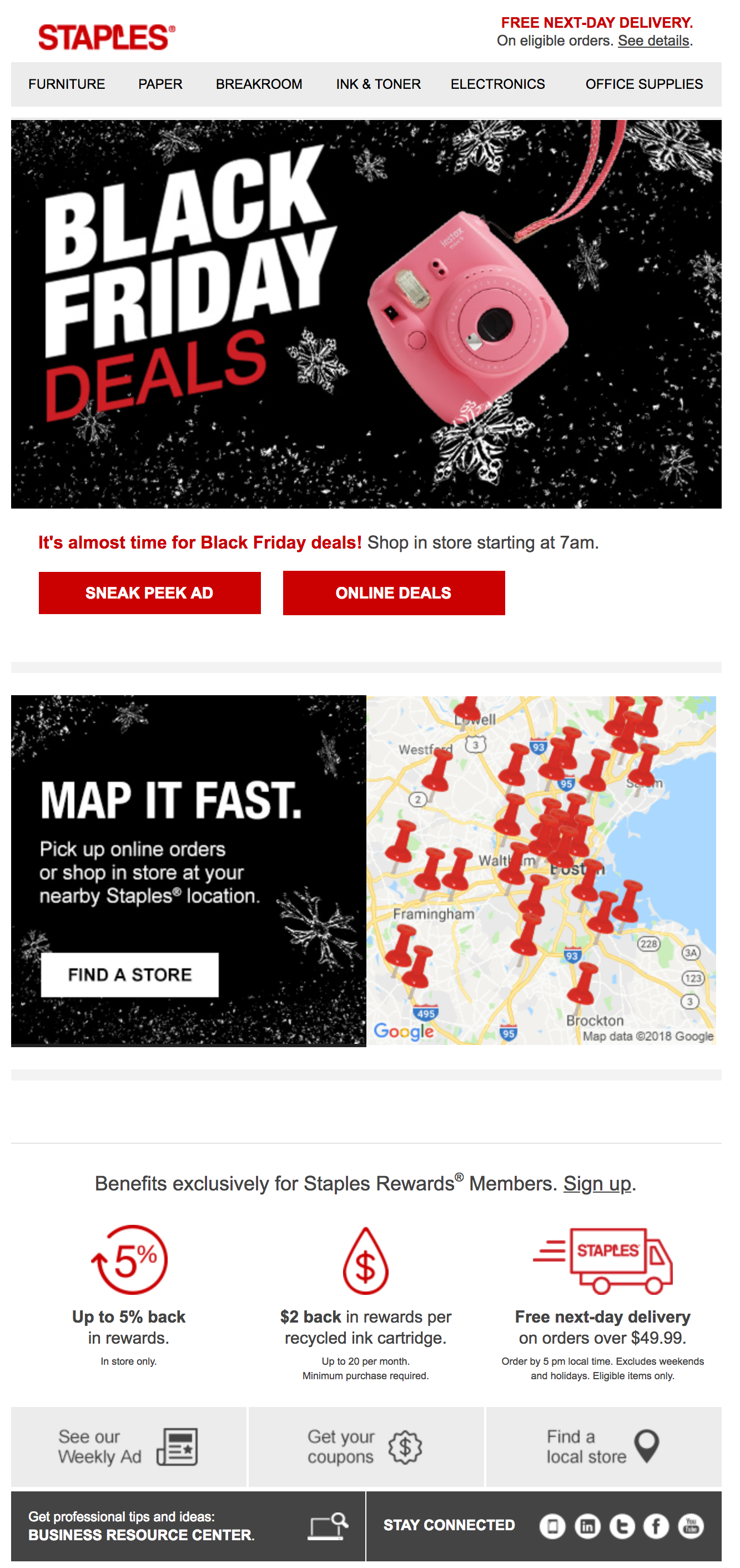 Staples Nearest Store in email
