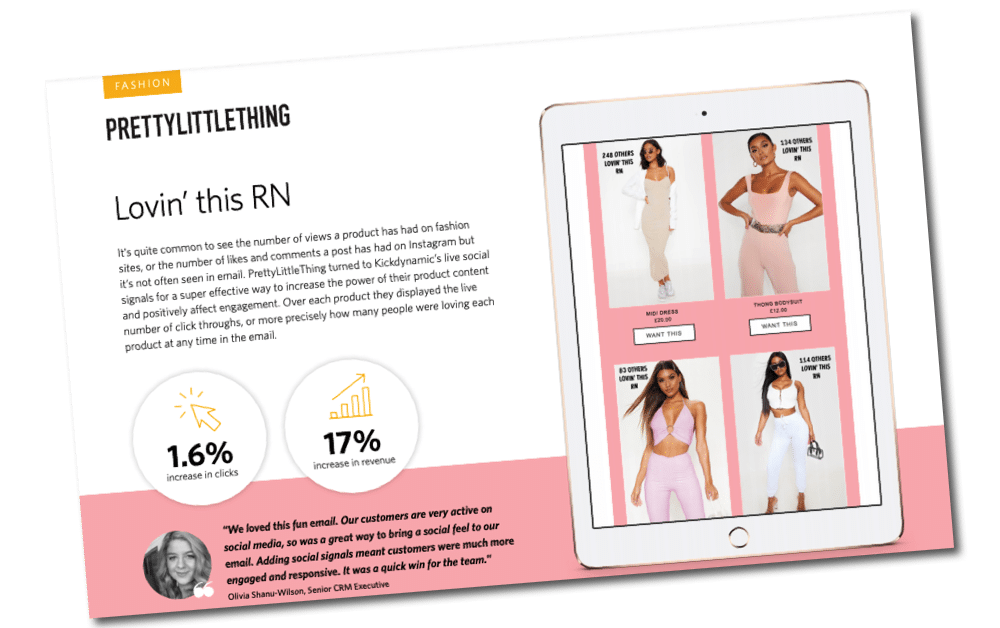 PrettyLittleThing live social signals in email case study