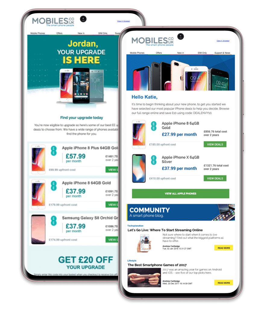 Mobiles.co.uk Personalized Content